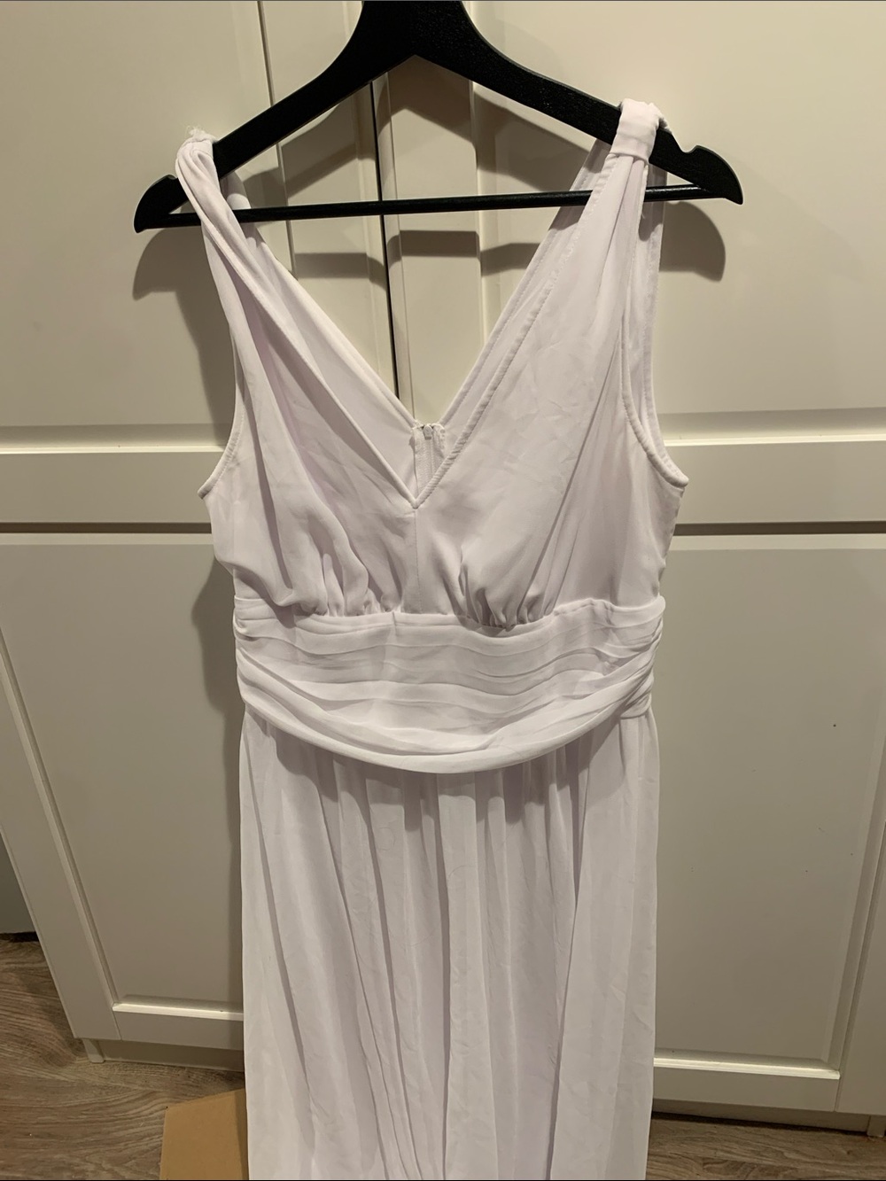 White Sleeveless V-Neck Women’s Dress